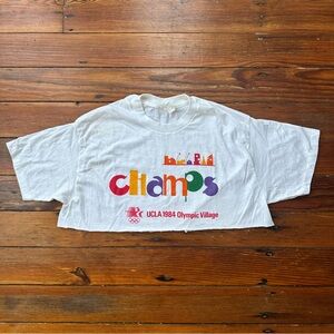 Vintage 80s Sport-T cropped UCLA 1984 Olympic Village Champs tshirt Large